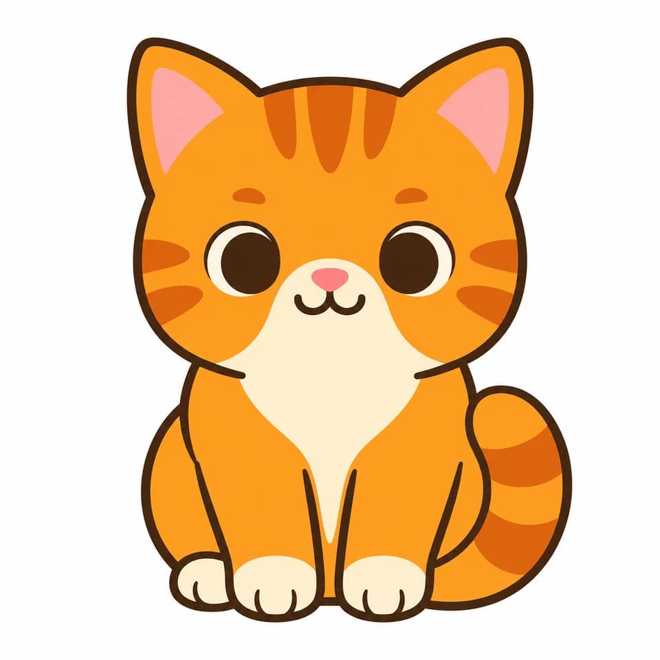 Simple orange cat illustration prepared for bead pattern conversion