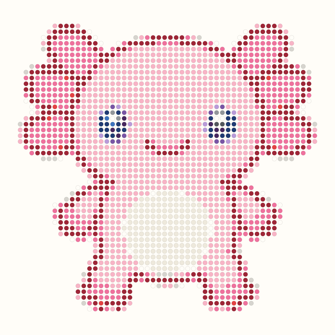 58 by 58 axolotl Perler bead pattern with pink gills and pale belly