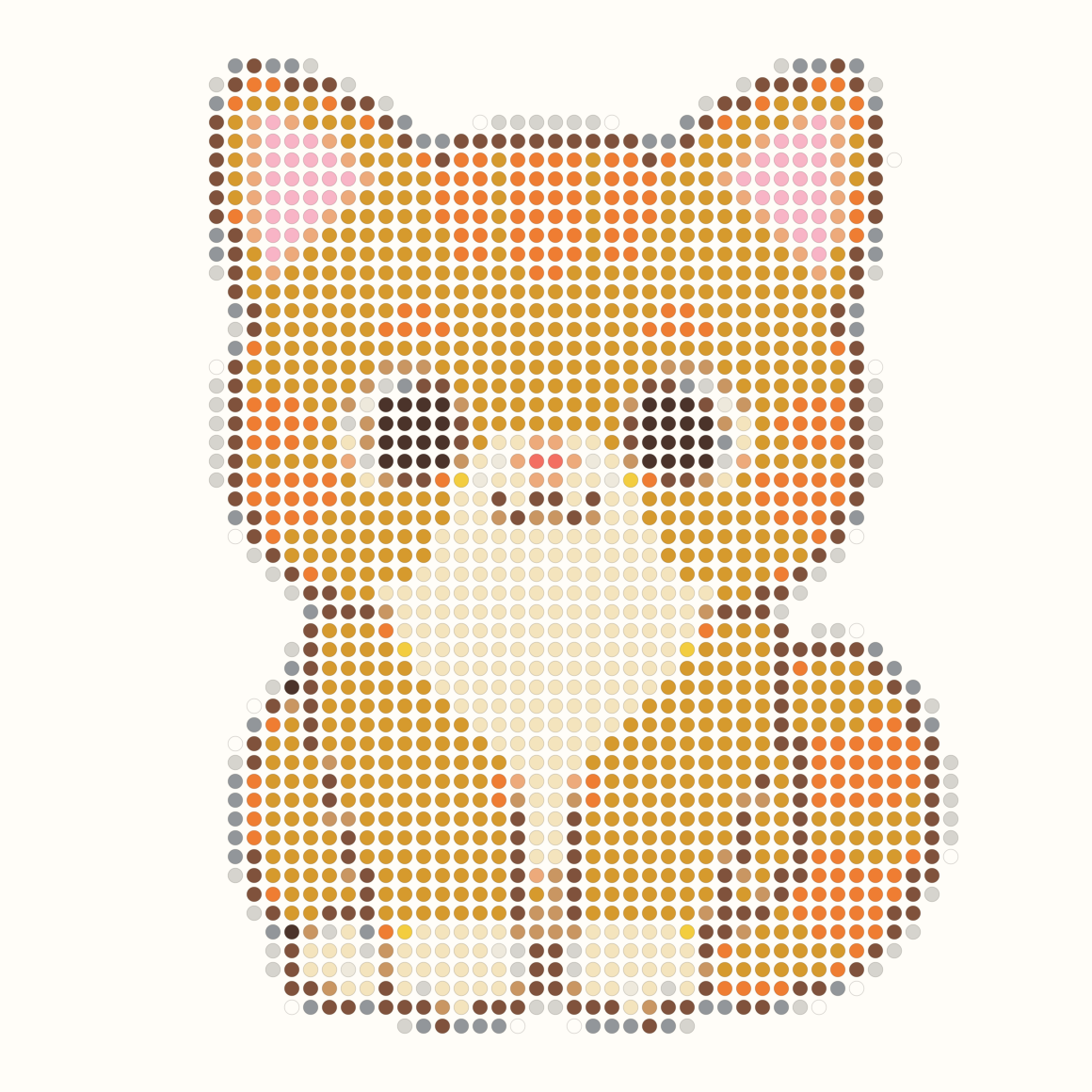 58 by 58 orange cat Perler bead pattern with cream chest