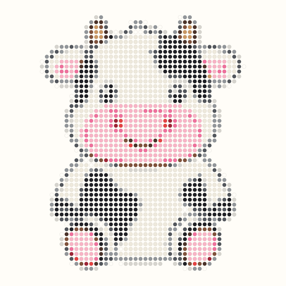 58 by 58 cow Perler bead pattern in black white and pink