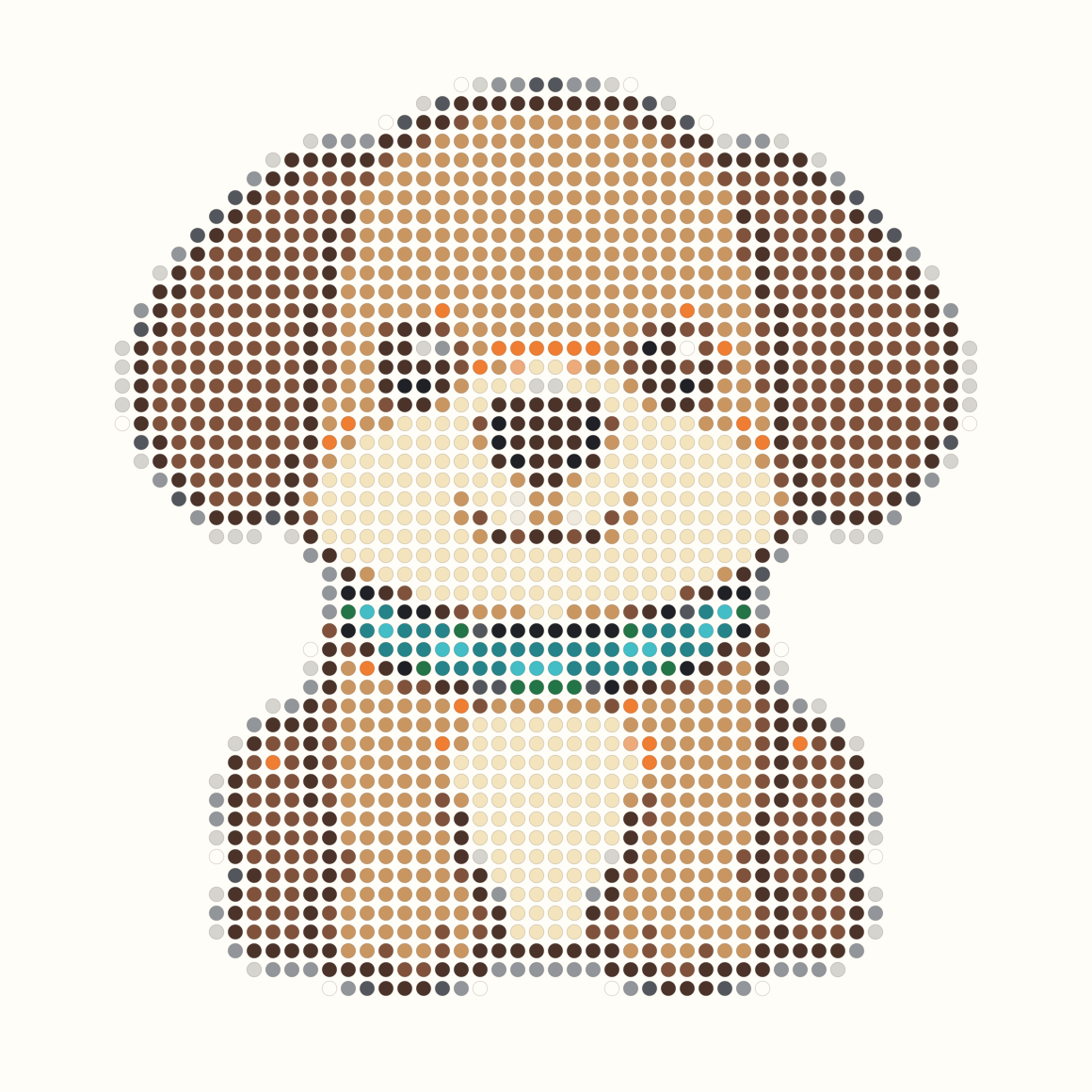 58 by 58 dog Perler bead pattern with brown coat and teal collar