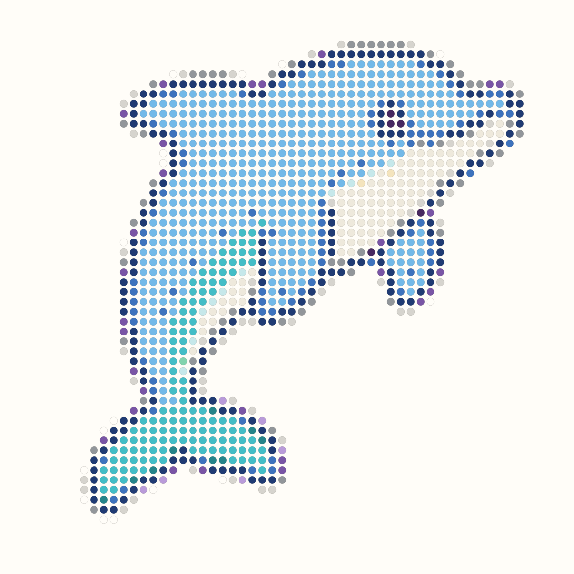 58 by 58 dolphin Perler bead pattern in blue and aqua