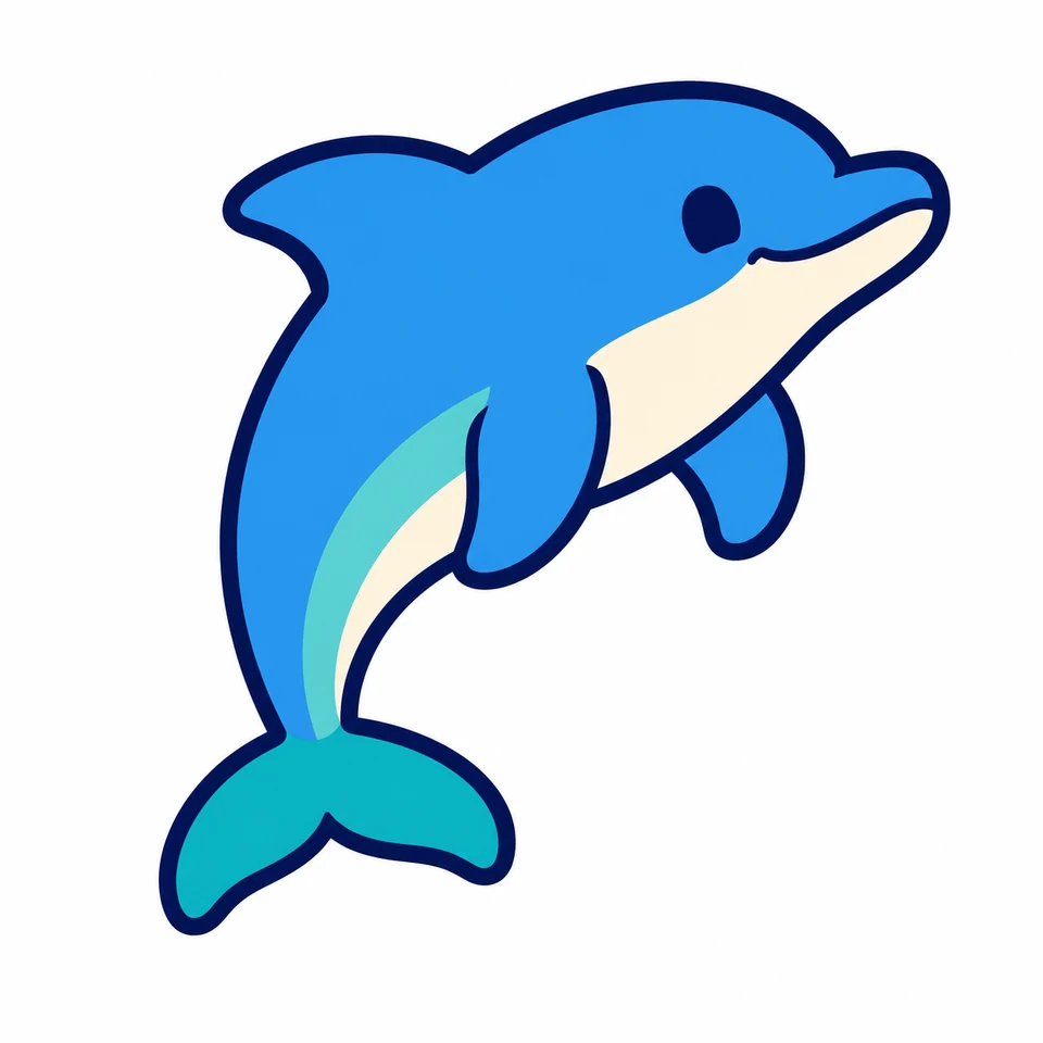 Leaping blue dolphin source artwork with pale belly