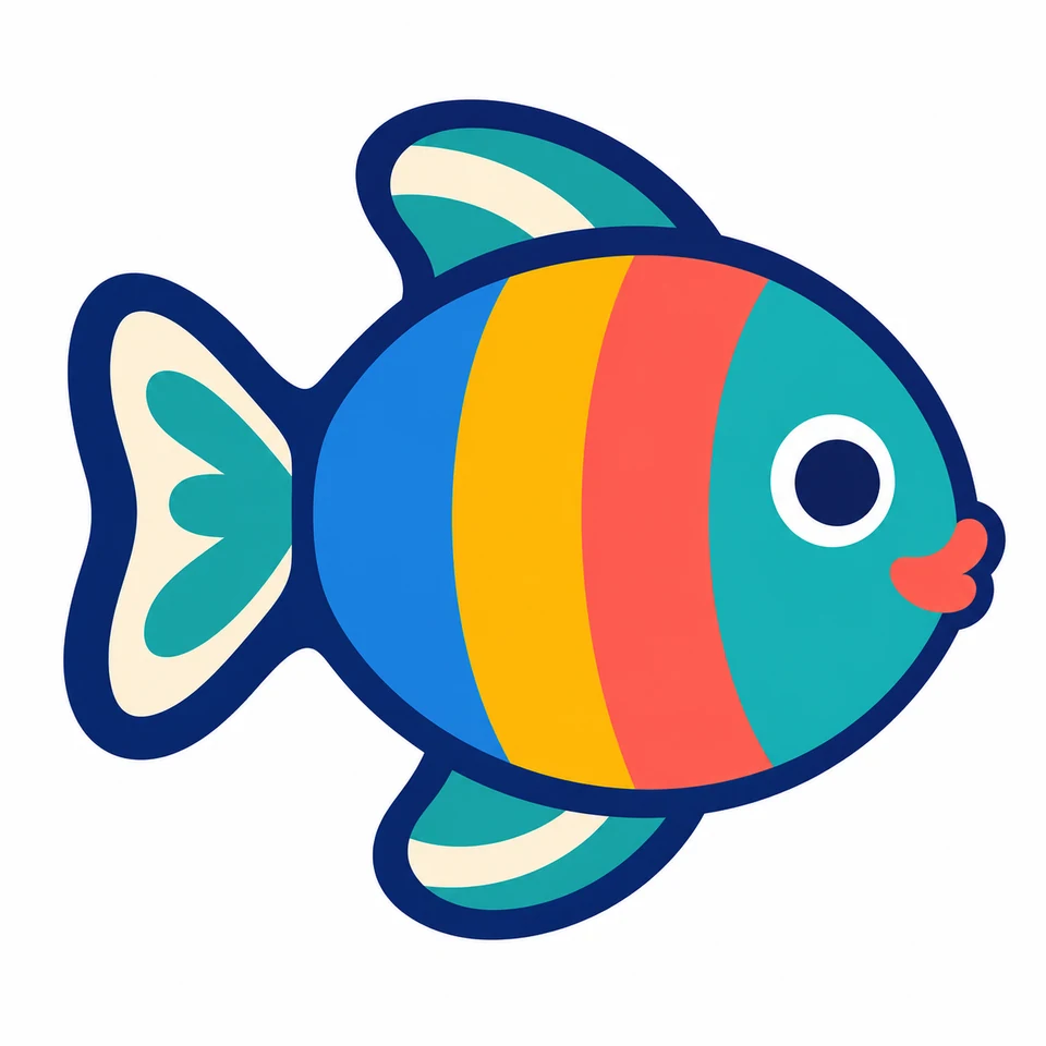Colorful striped tropical fish source artwork