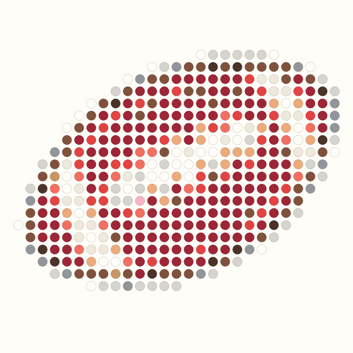 29 by 29 football Perler bead pattern with white stripes and laces