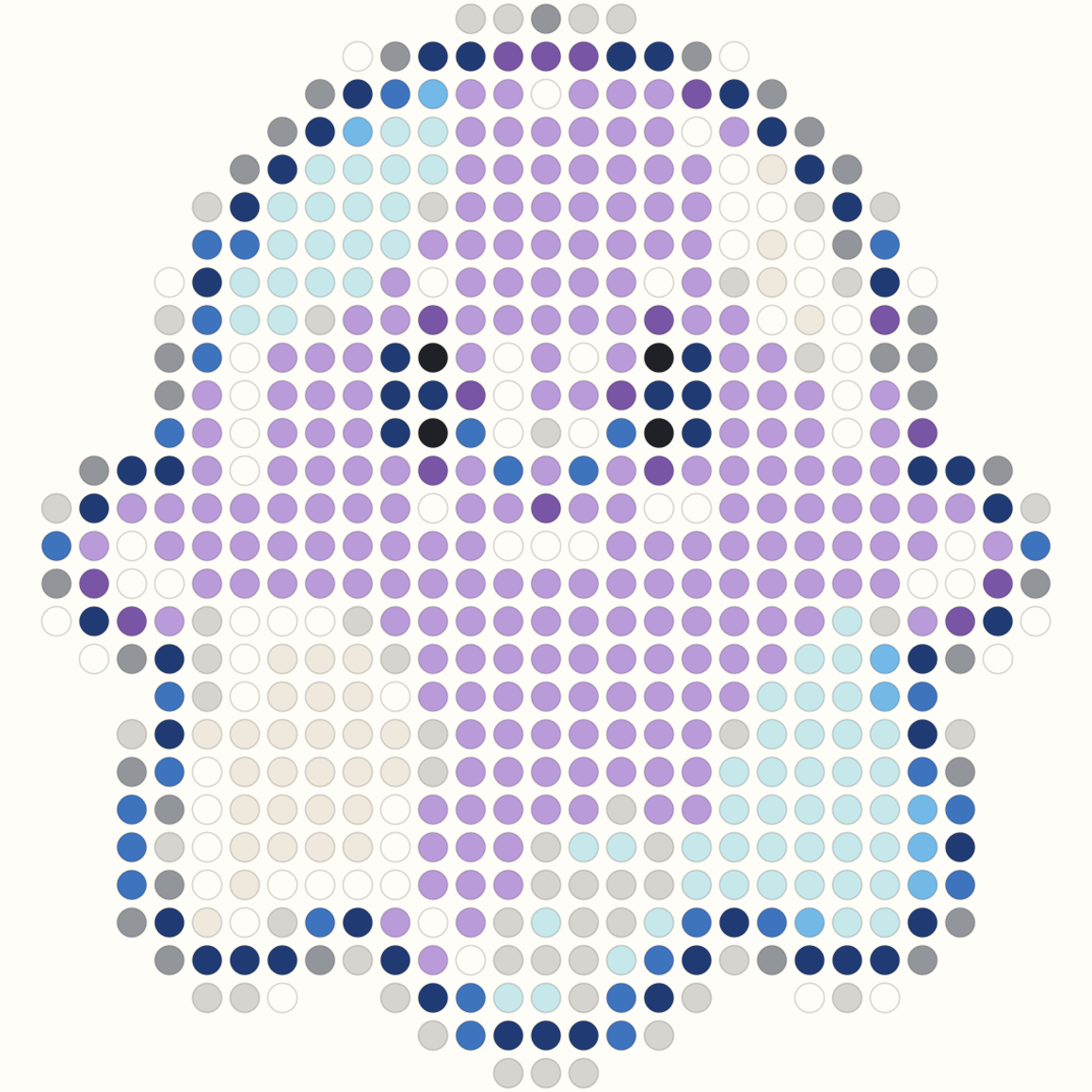29 by 29 cute ghost Perler bead pattern in lavender and pale blue