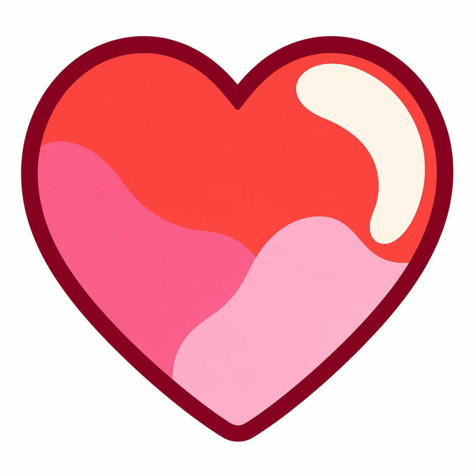 Colorful rounded heart source artwork on a white background