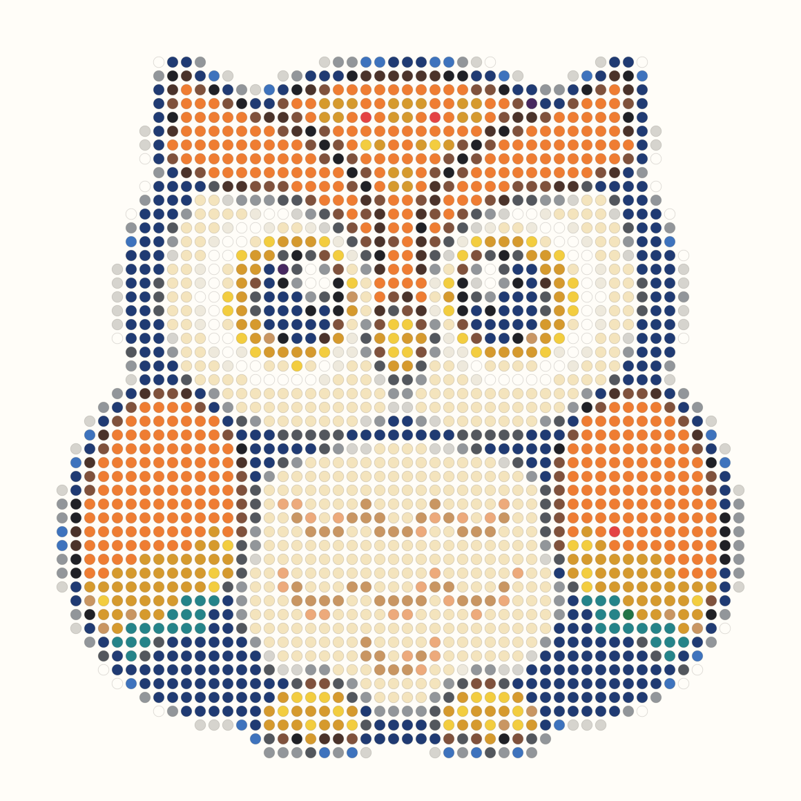 58 by 58 owl Perler bead pattern with large layered eyes