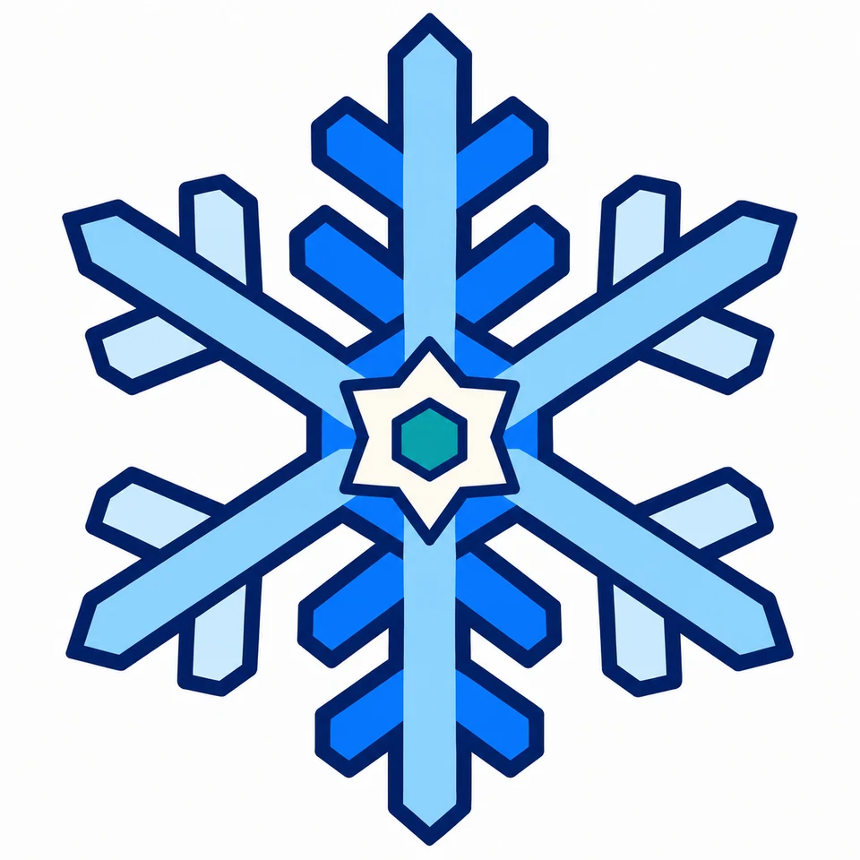 Geometric blue snowflake source artwork with six arms