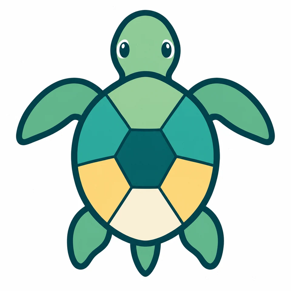 Green sea turtle source artwork with segmented teal shell